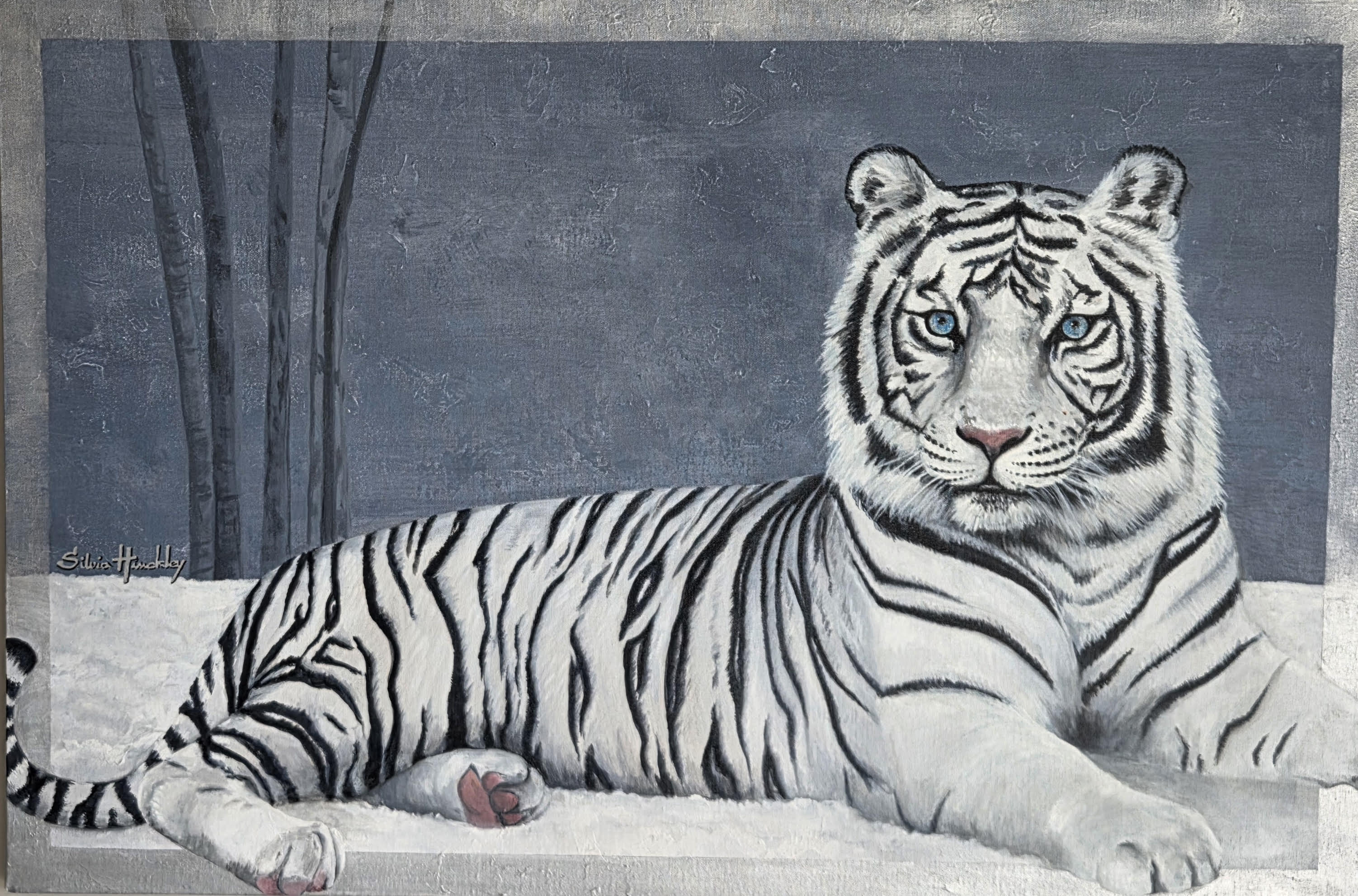 painting of a white tiger